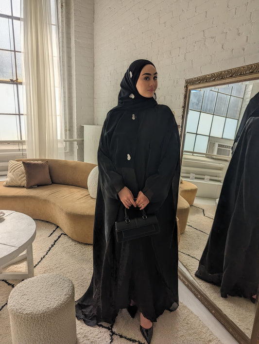 Layyali Abaya- Black (3 peice set)