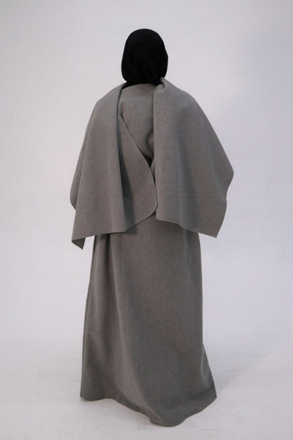 Soft Grey Maya Cape Coat Abaya