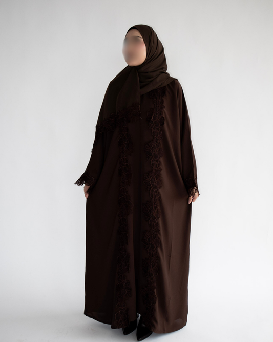 Serene Lace Abaya -  Chocolate