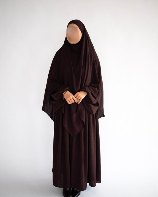 Noor Khimar/Abaya Set-Chocolate