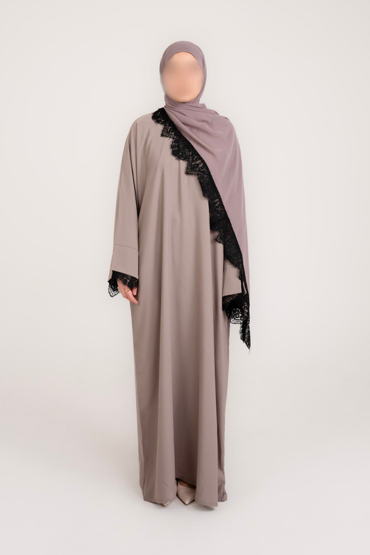 Aleena Lace Abaya- Taupe