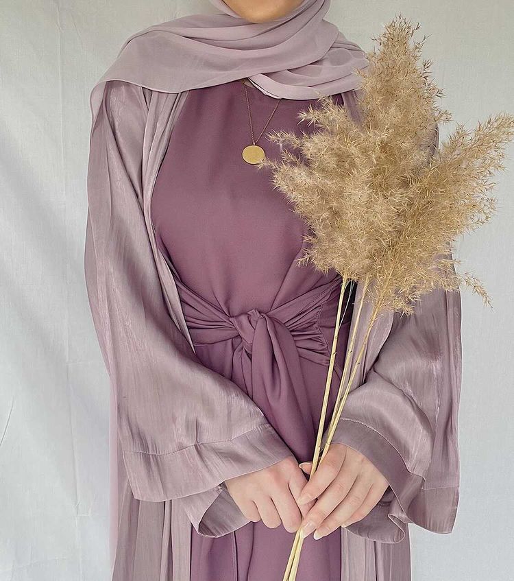 Mauve Luxury Abaya (3 piece set)