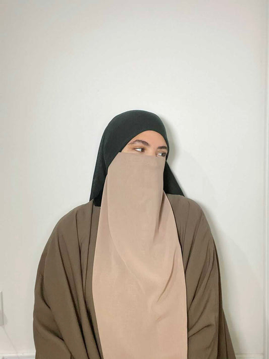 Long Half Niqab-Beige