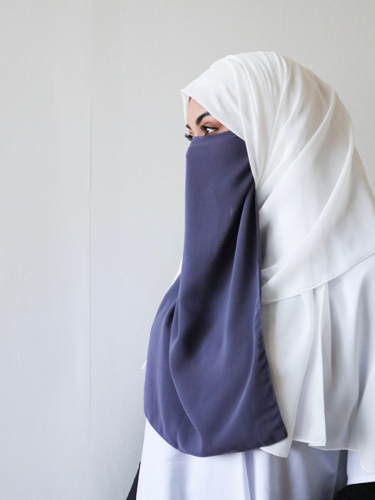 Long Half Niqab- Daphine Blue